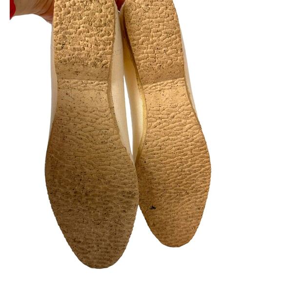 Canvas Ballet Flats Womens Size 10 Textured Rubber Outsole Cream Brown - Picture 10 of 12